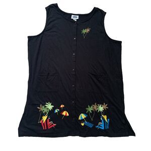 Metropolitan Dress Size 3X Black Embroidered Beach Swimsuit Vacation Cover Up